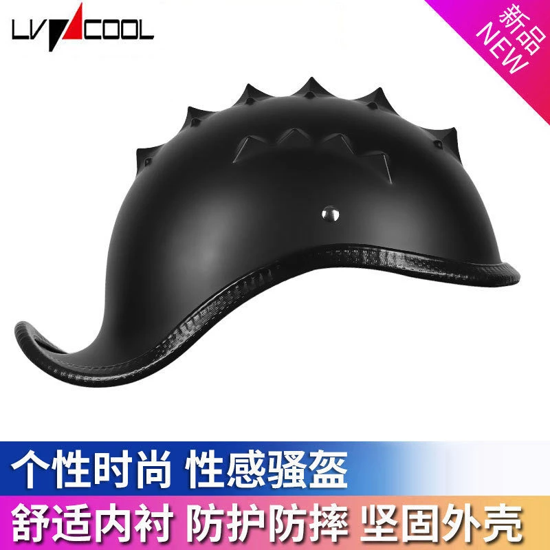 摩托车电瓶车头盔男女哈雷瓢盔半盔复古机车翘盔电动车个性轻便式