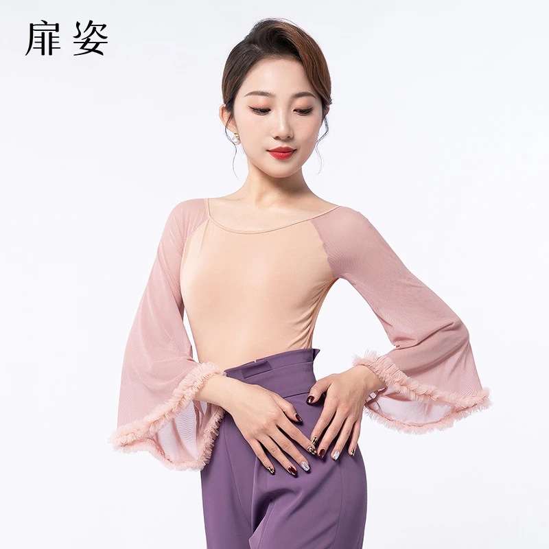 FZ 摩登舞服女春夏连体衣专业拉丁舞交谊舞华尔兹跳舞上衣F1070