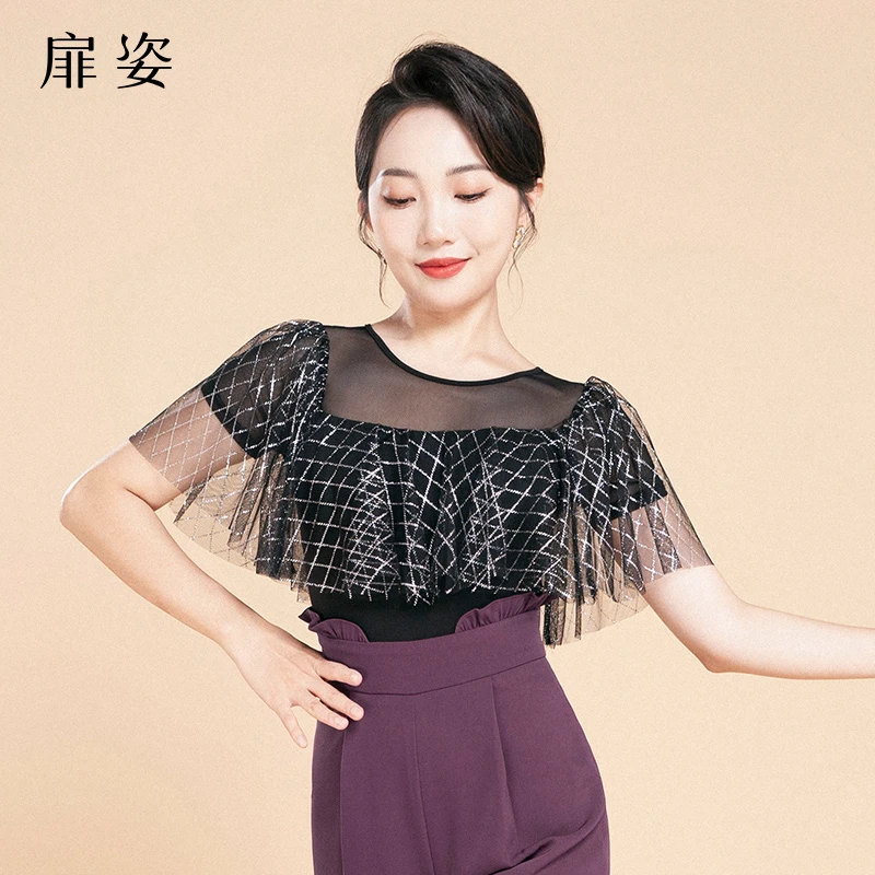 FZ摩登舞服女夏季连体衣练功服吉特巴跳舞上衣交谊舞服F1095