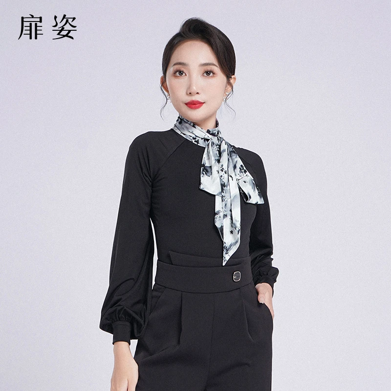 FZ 摩登舞服女士交谊舞长袖连体舞衣吉特巴灯笼袖跳舞上衣F1113