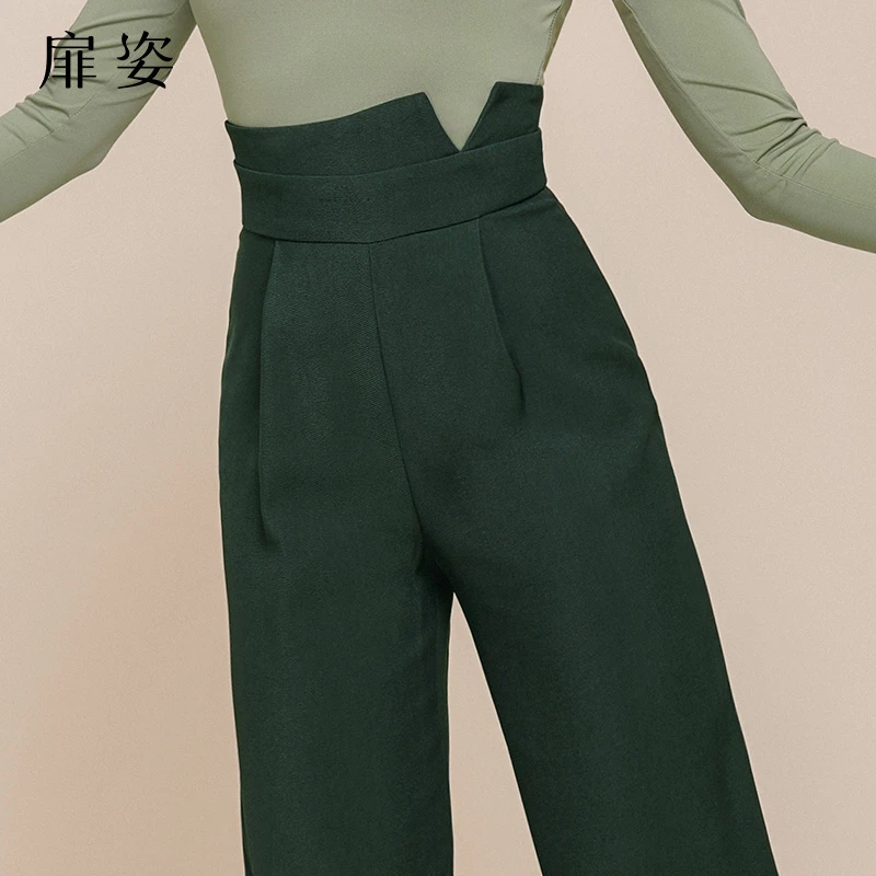 扉姿 摩登舞裤子女士厚款运动玩咖交谊舞西裤高腰广场舞长裤F2128