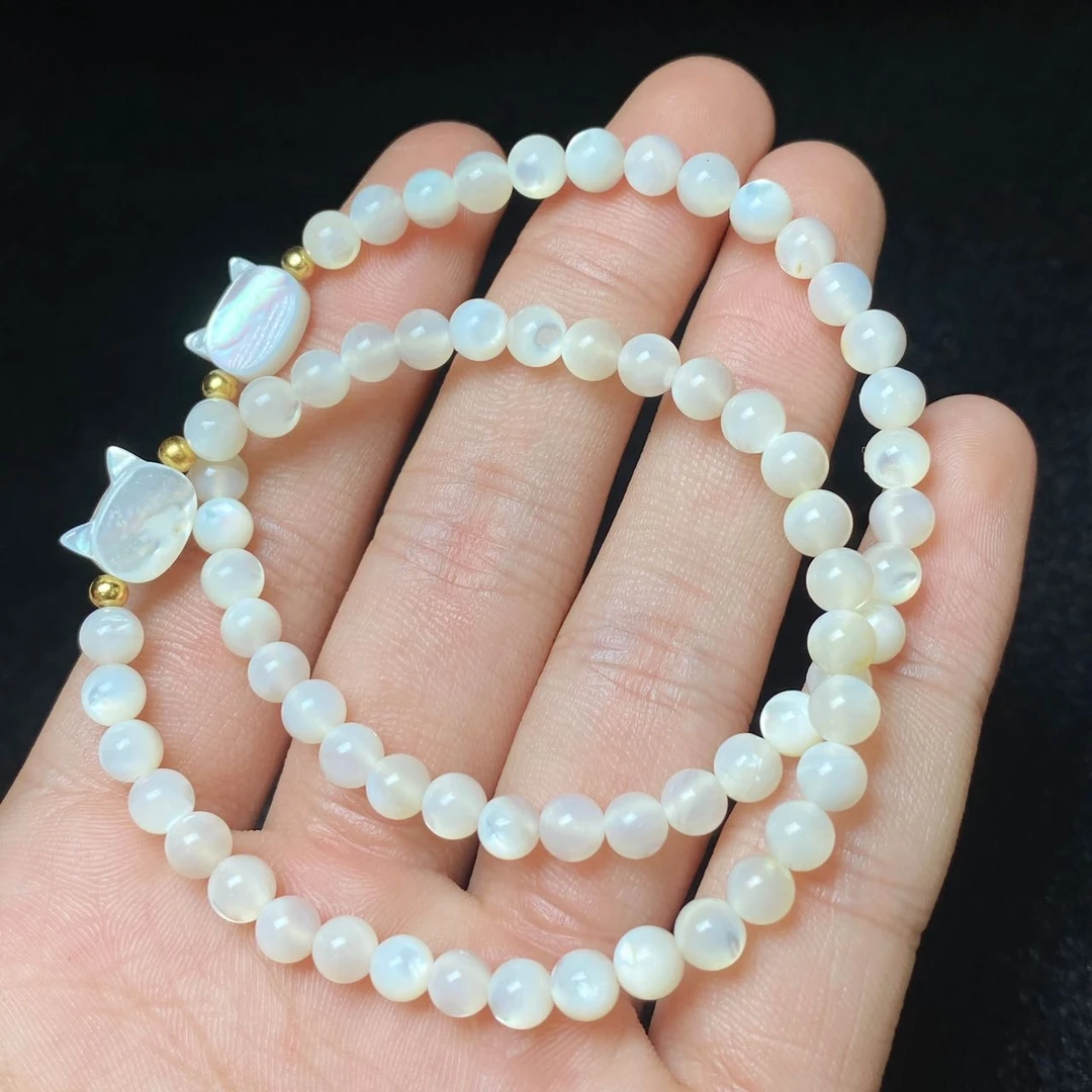 【小宝珠宝】27 T9009-白贝母DIY单圈手串-多样性发一件-5mm