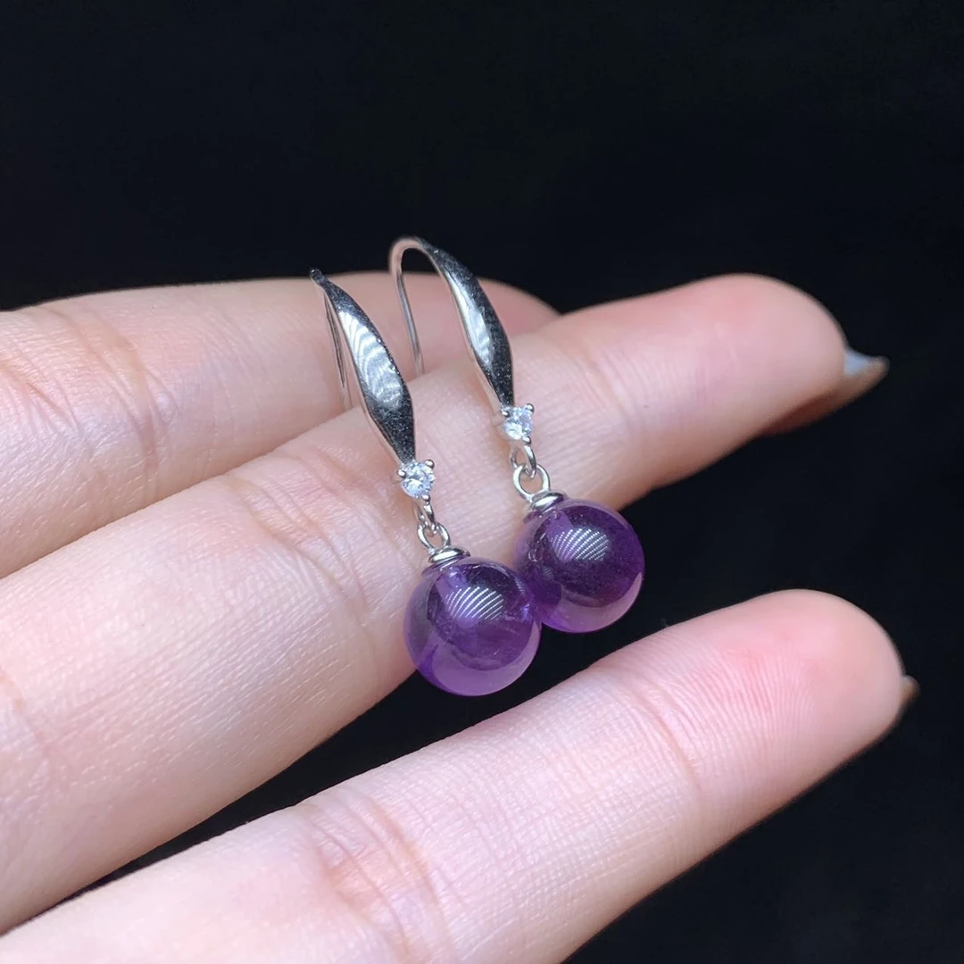 【云上叙】29 T66016-S925银镶嵌紫水晶耳钩-多样性发-7.5mm（小宝）