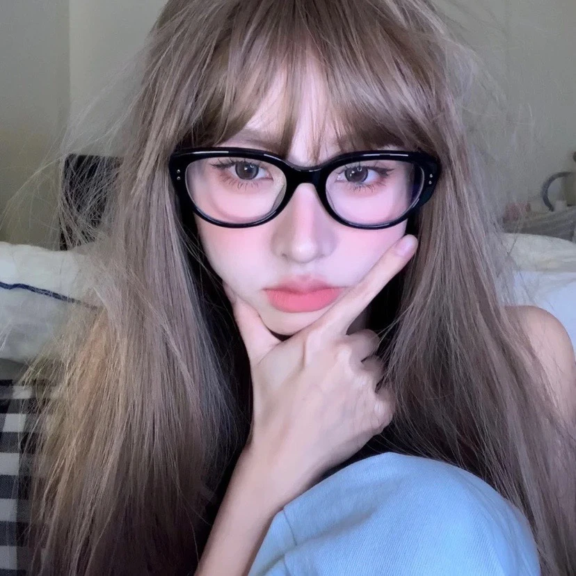 氛围感黑粗框欧美猫眼平光镜女素颜方圆脸显瘦大框近视可配度数男