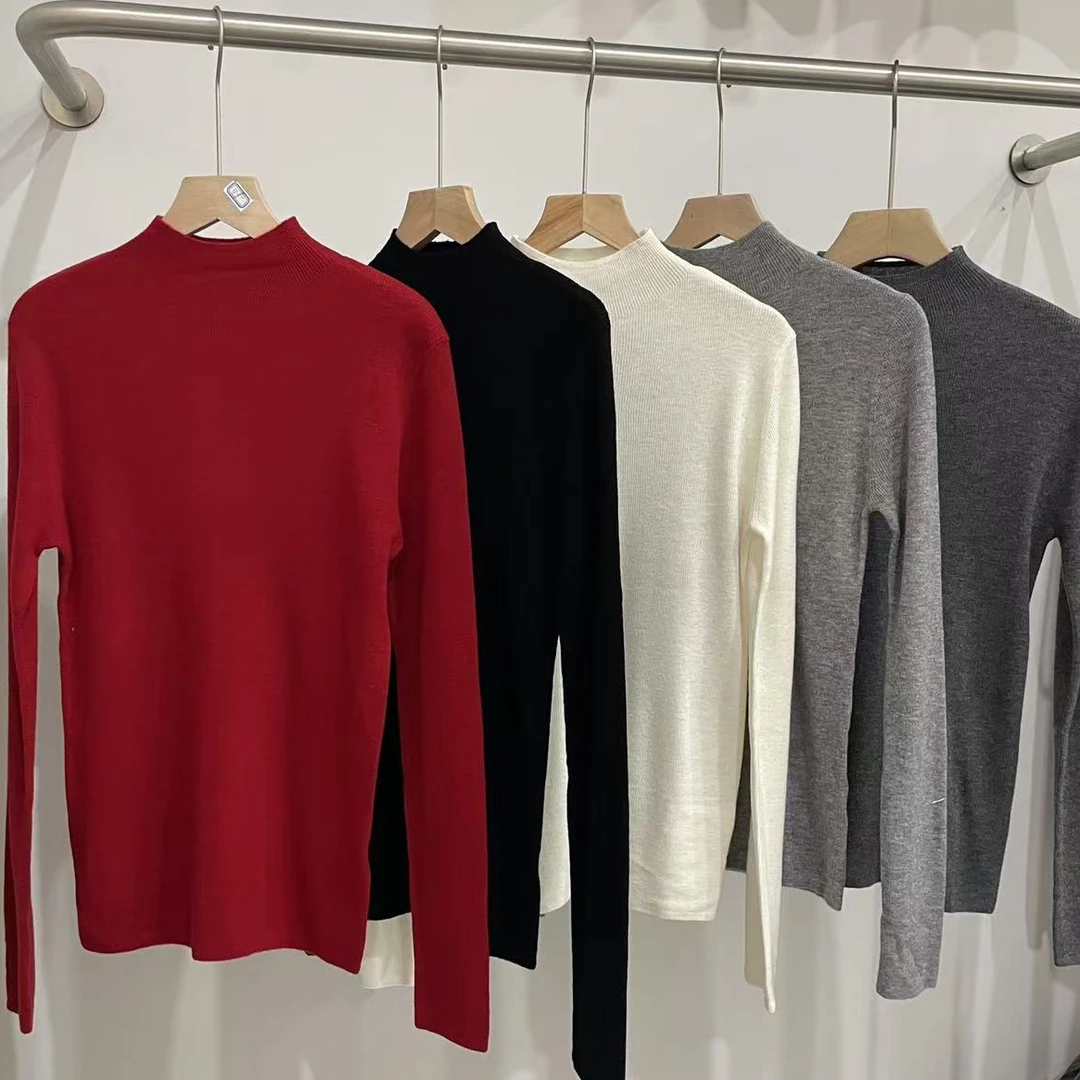 2024年简约韩系半高领羊毛衫打底
