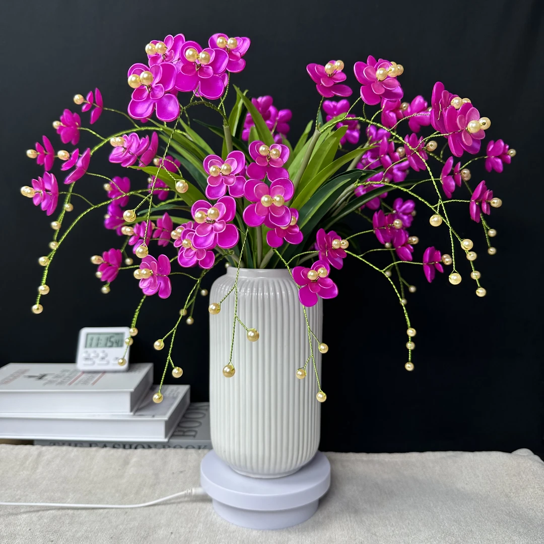 【6枝蝴蝶兰】DIY手工串珠蝴蝶兰紫色材料包学生简单制作创意花束