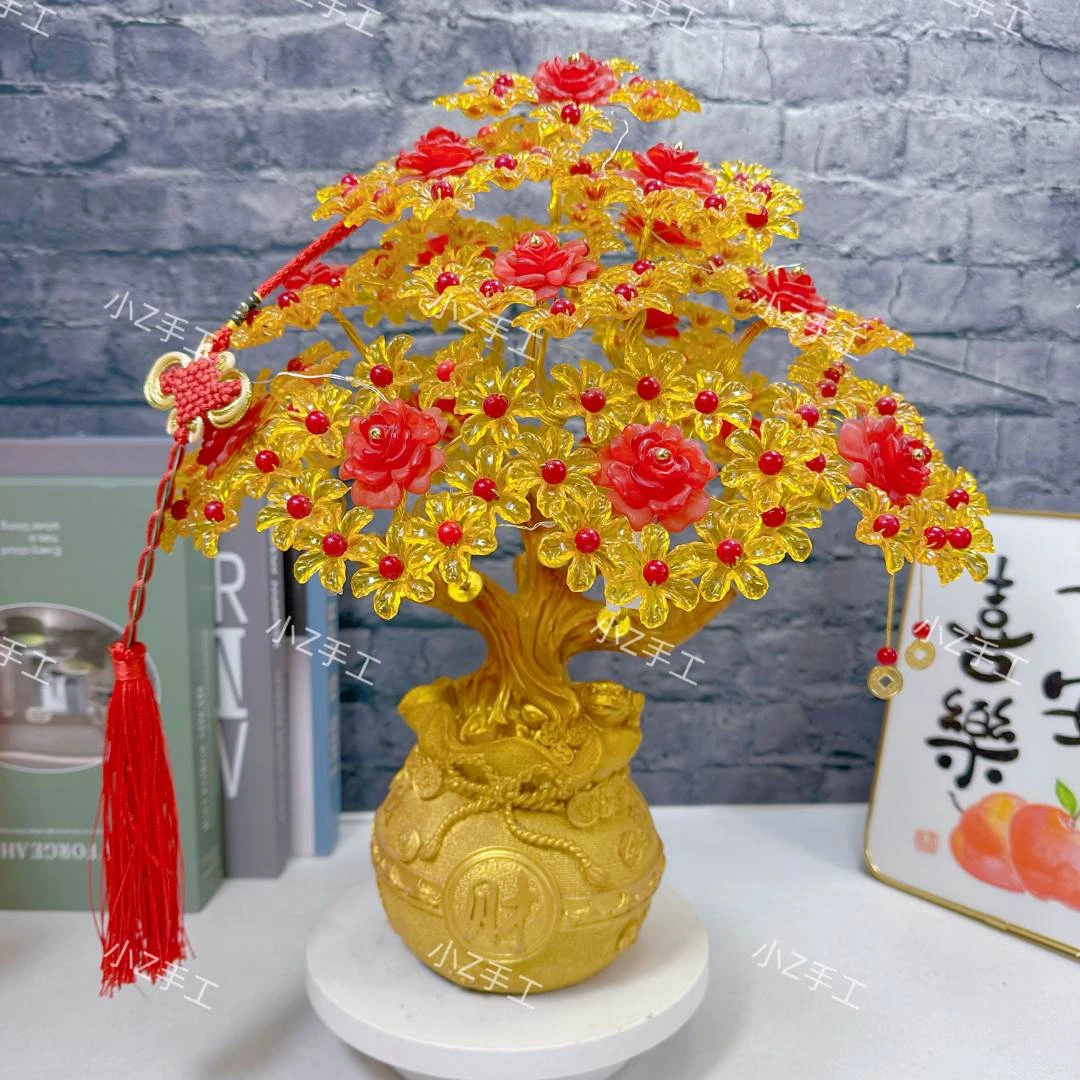 【店长推荐】18孔福袋DIY手工手工串珠发财树材料包客厅居家摆件