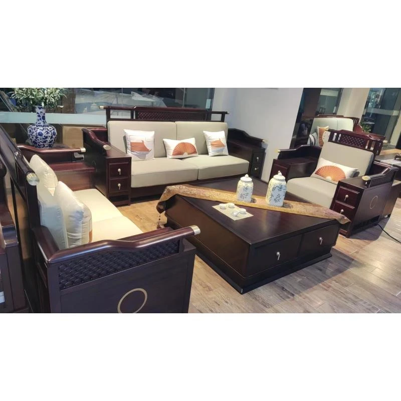 9363#新中式乌金木沙发组合简约轻奢现代大户型储物沙发家具