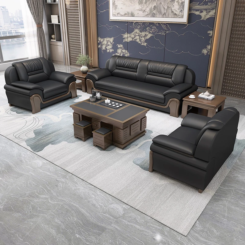 办公沙发茶几商务会客区接待洽谈老板沙发中式现代简约办公室沙发