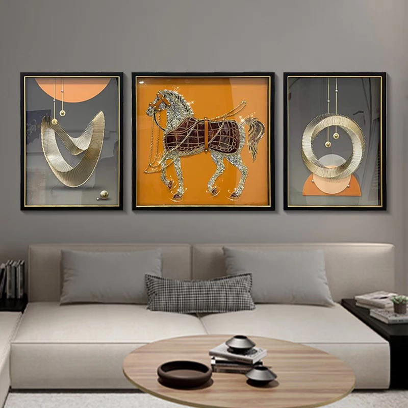 【银河】立体实物大气抽象马现代轻奢三联沙发60*80/80*80/60*80