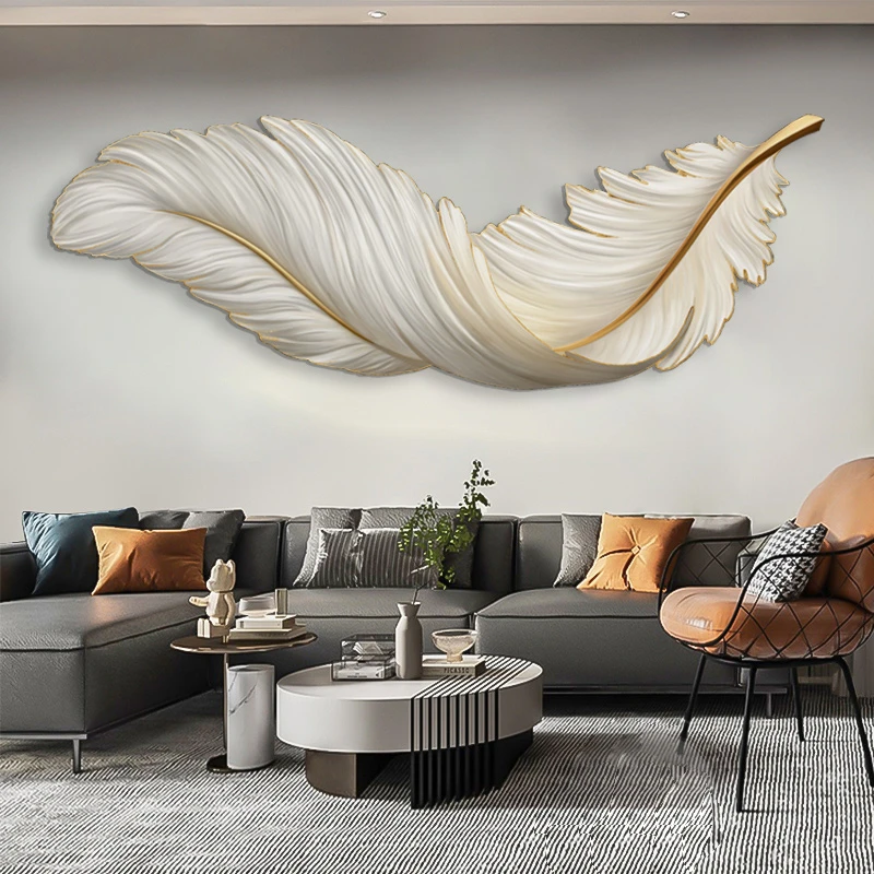 【银河】羽毛轻奢卧室床头装饰画现代简约沙发背景墙挂画150*50