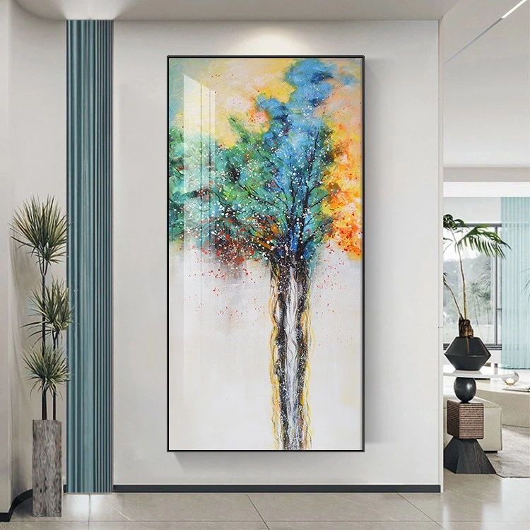 【银河】镶钻简约入户玄关镶钻幸福树创意装饰画餐厅玄关挂画80*160