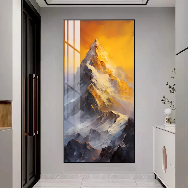 【银河】现代轻奢镶钻日照金山入户玄关装饰画走廊过道挂画80*160