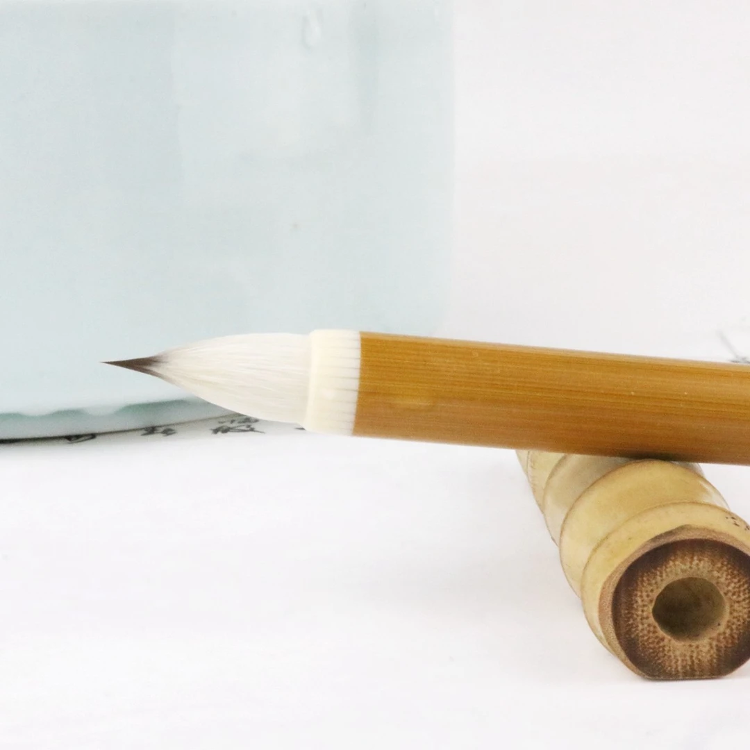 缠纸鸡距笔短锋兼毫小楷毛笔蒜头笔胖头笔 短峰狼毫抄经毛笔勾线