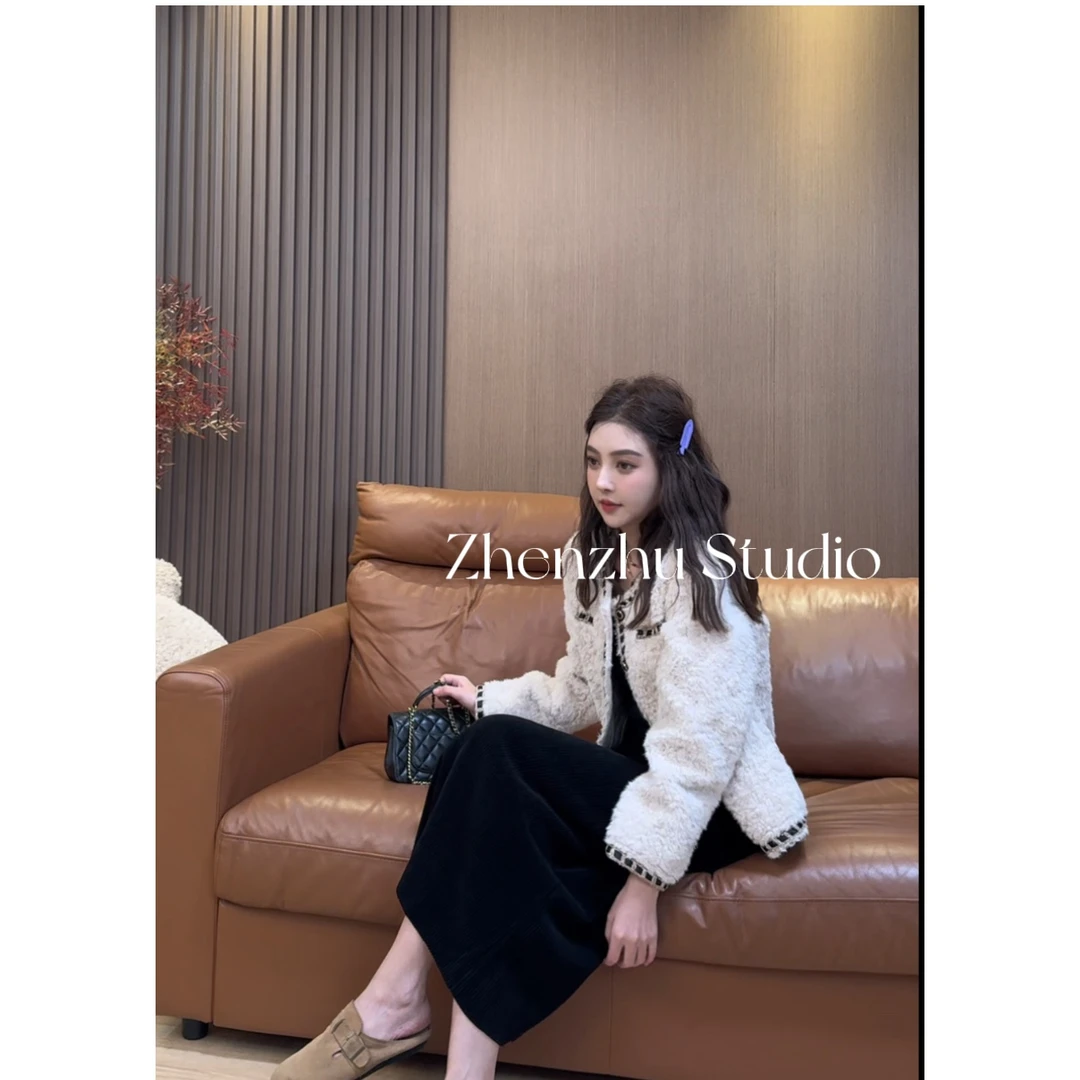 J3 短款小香风羔羔外套~宽松毛绒上衣外套 DJ0306