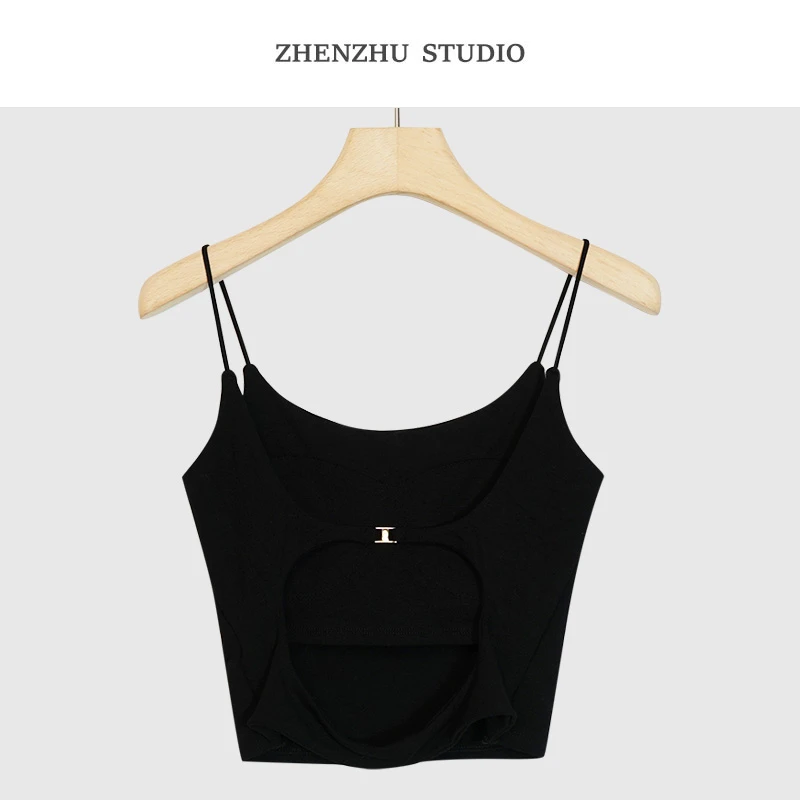 【珍珠定制】I5 小纯欲 ~美背小吊带  美拉德穿搭带胸垫露背I5026