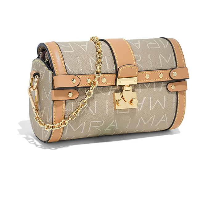 女士时尚轻奢单肩包潮流印花锁扣斜挎笔筒包KPD0081