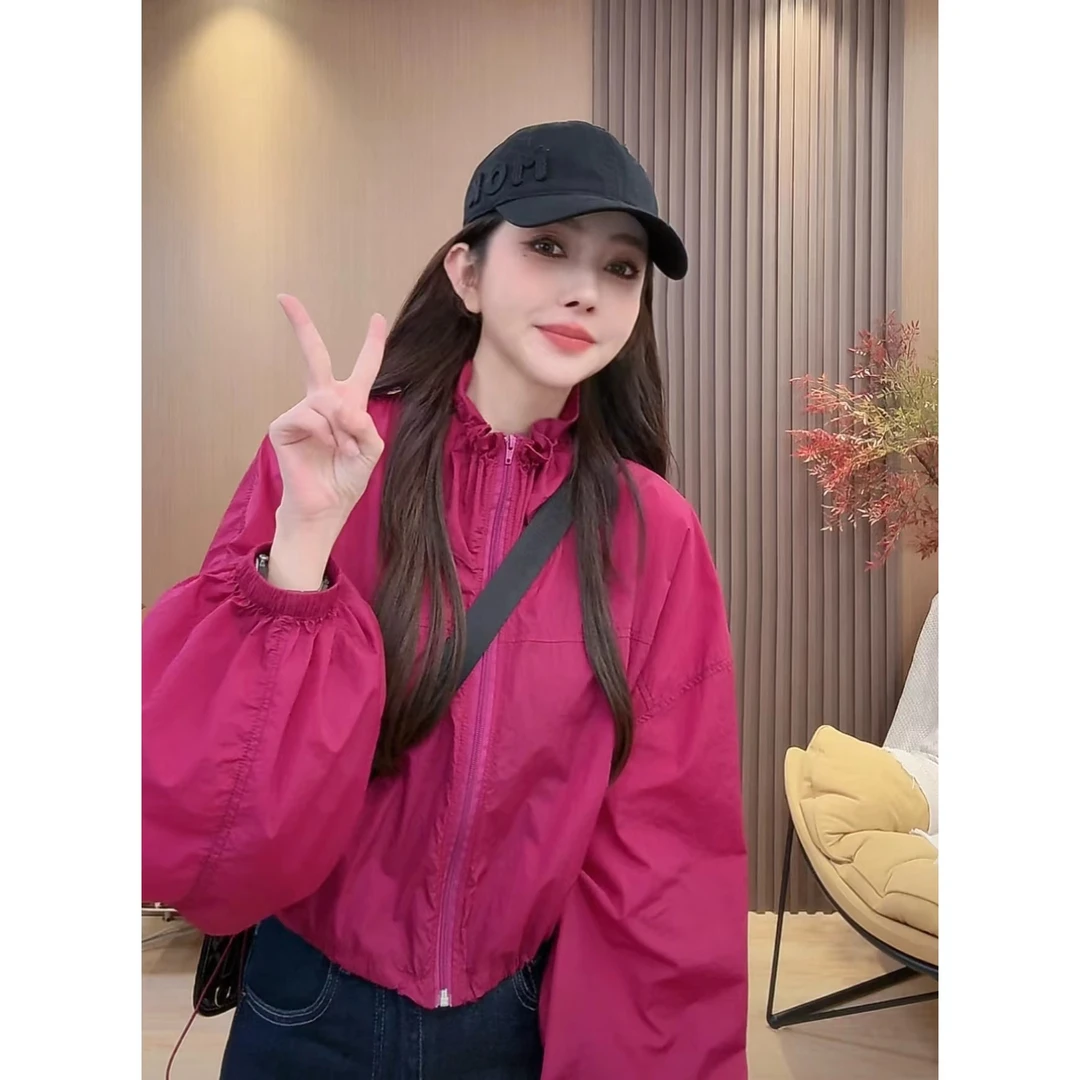 【梅紫色棒球服】E18 梅紫色夏季防晒开衫女  DE1805