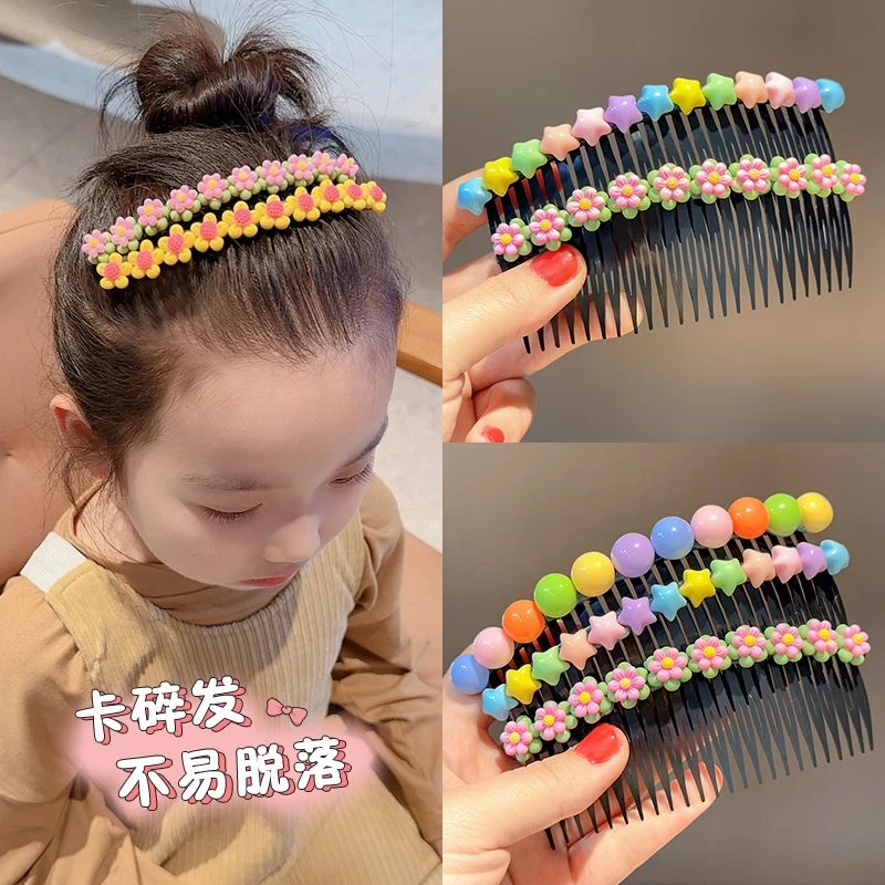 新款儿童小花朵发卡女童碎发整理神器宝宝刘海发梳小女孩甜美发饰