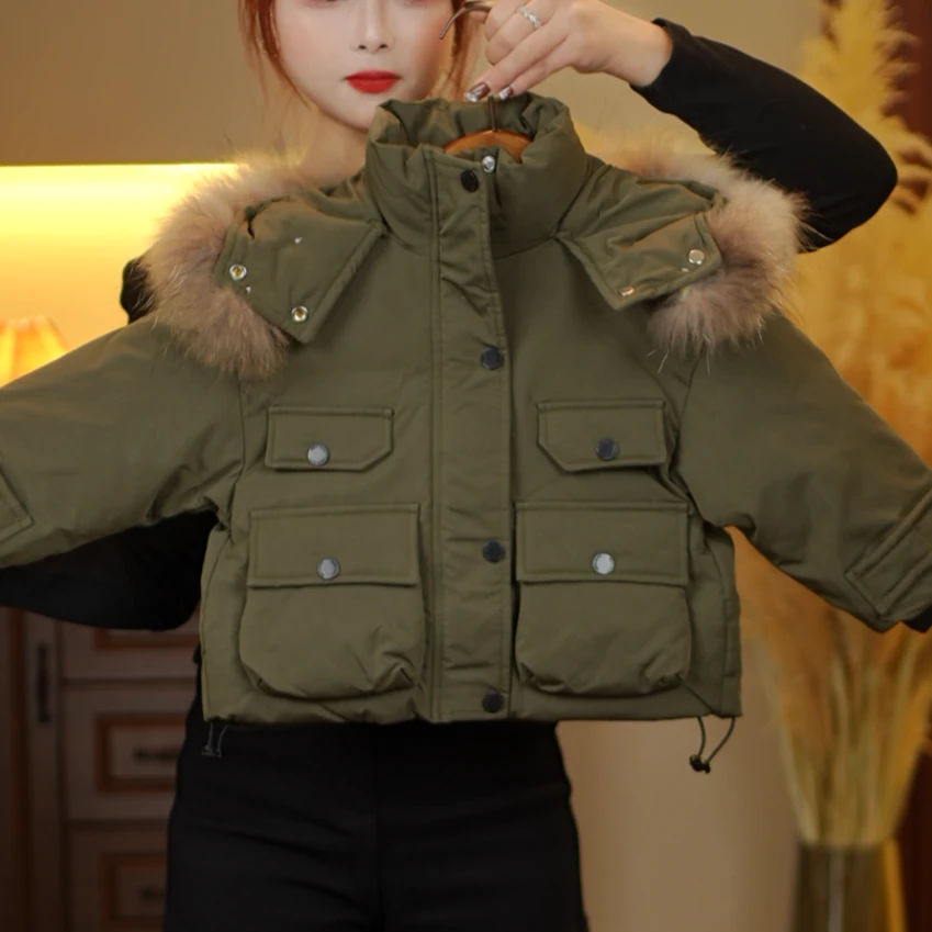 【现货】2024冬季新款儿童韩版休闲可爱毛毛帽子保暖羽绒服301