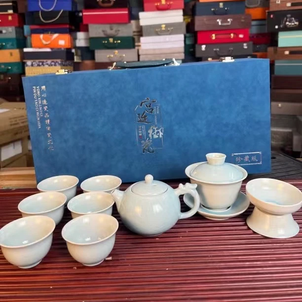 蓝冰哥窑茶具套装家用高档办公室中式陶瓷茶壶茶杯实用可定制77