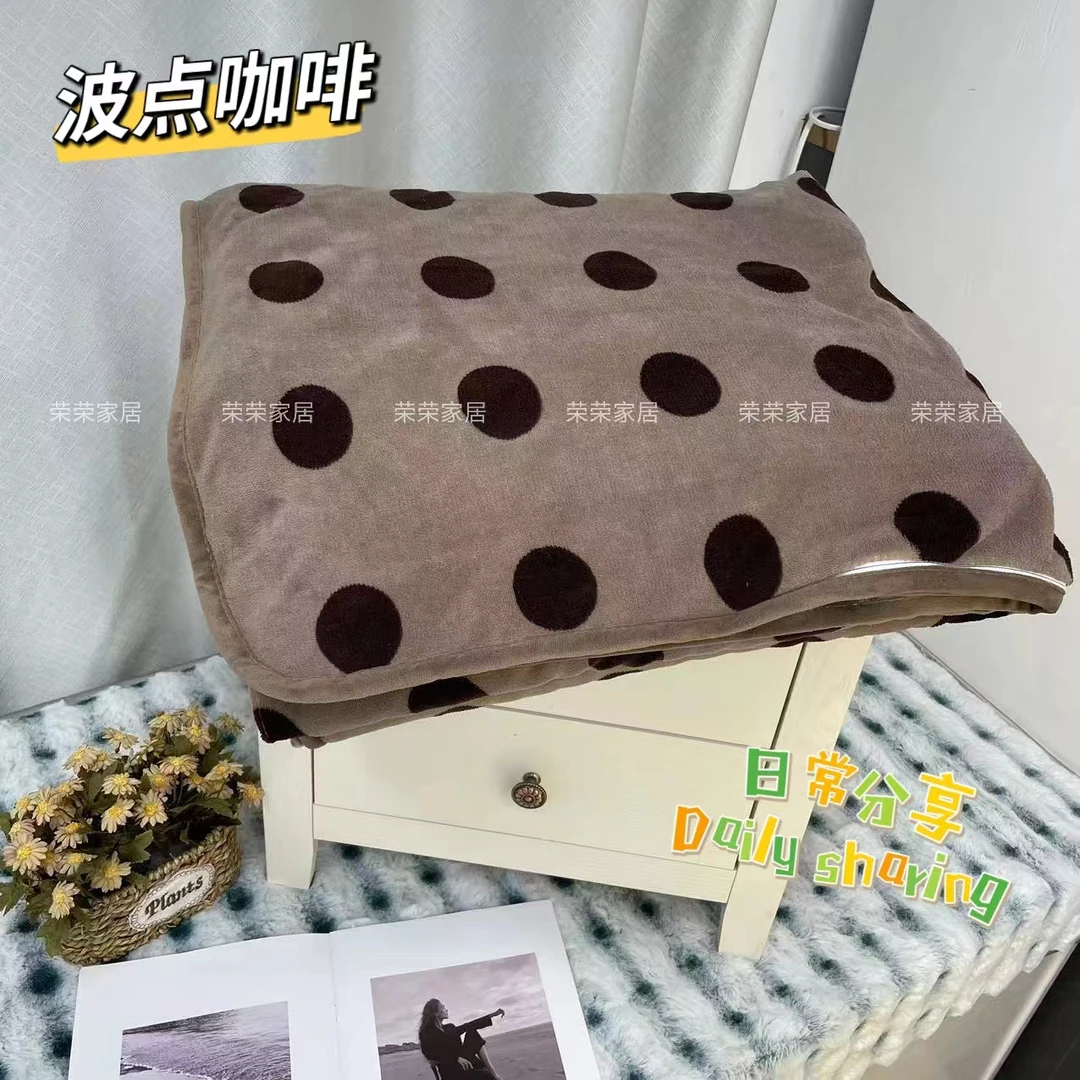 波点咖啡-唐锦绒【豆豆被套】牛奶绒加厚组合可机洗水洗双面可用