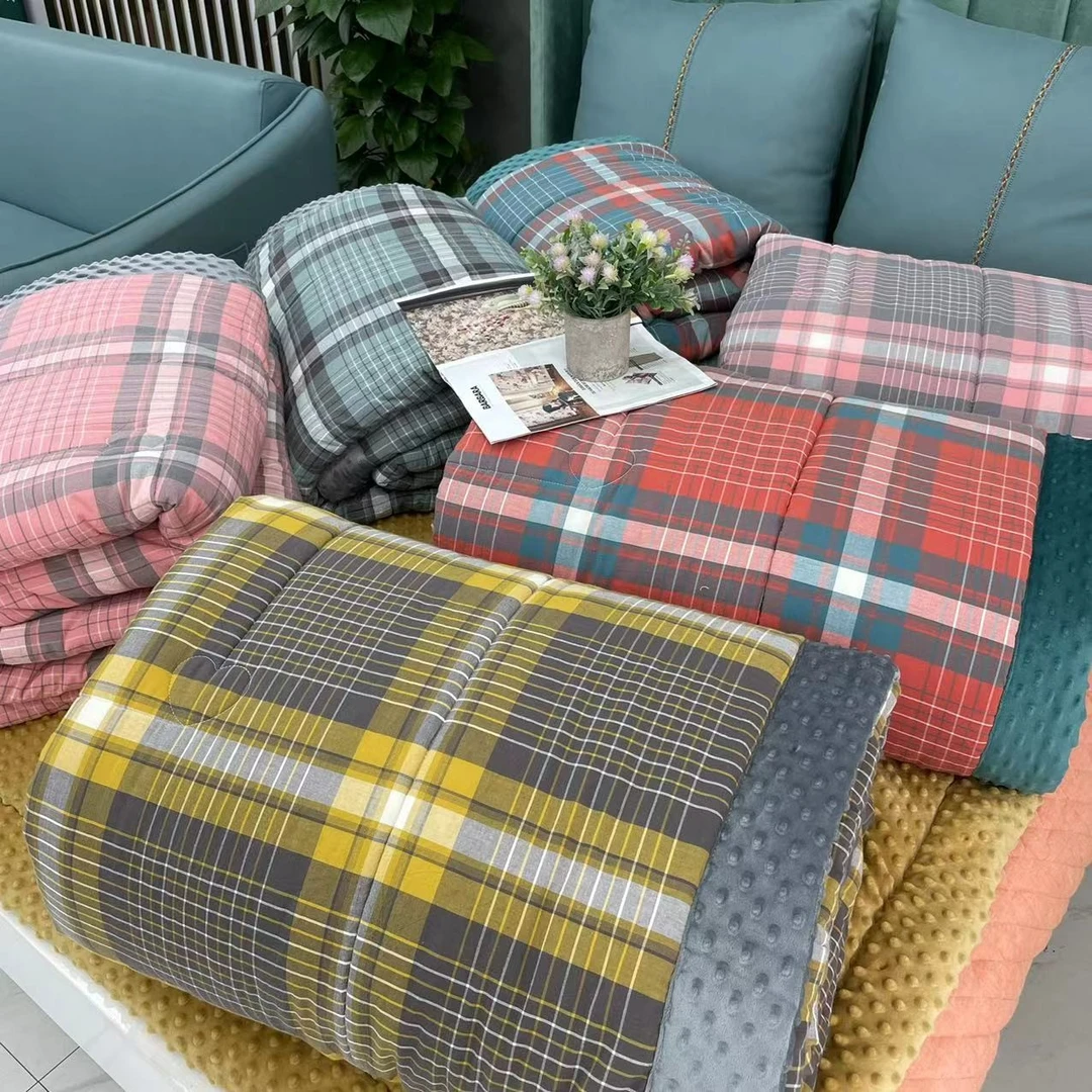 双十一活动全棉色织水洗棉豆豆被秋冬款简约风亲肤150*200约4斤