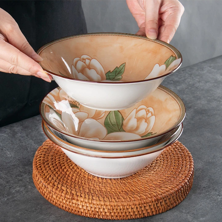 8英寸面碗到手4个装网红风格面碗家用陶瓷碗菜碗汤碗A20