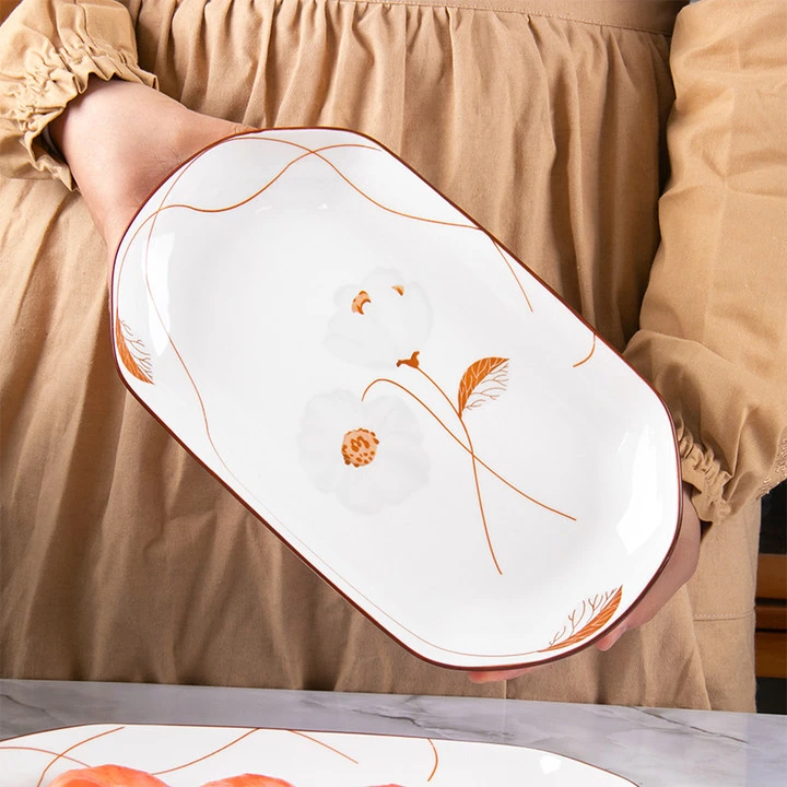 【1个装】岁月静好12英寸大号陶瓷鱼盘 破损联系客服