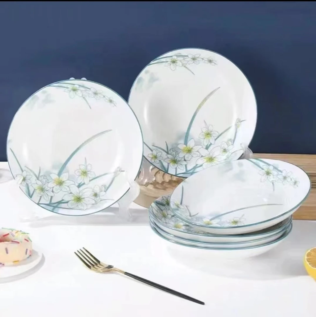 【拍一发六】水仙花8英寸果盘网红家用陶瓷E01