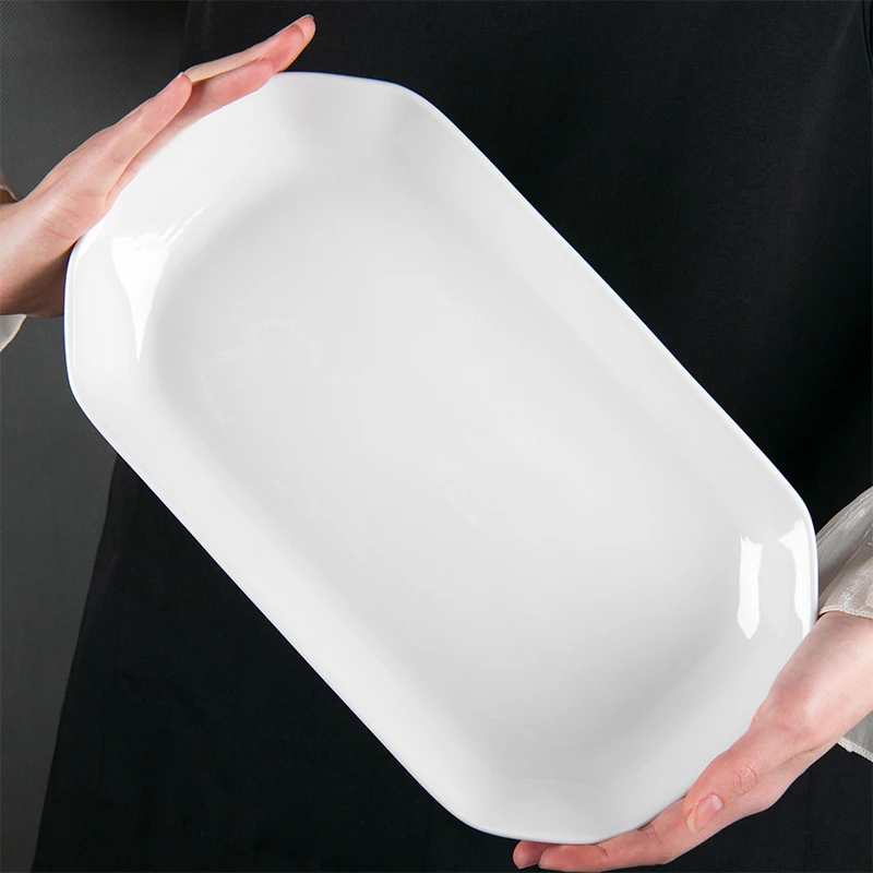 【到手2只装】纯色大号鱼盘家用陶瓷蒸鱼菜盘