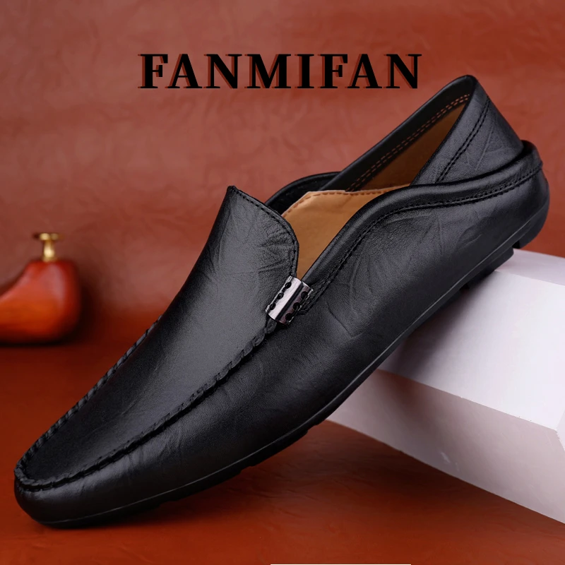 【专柜品质】FANMIFAN轻奢手工缝制皮鞋男士小牛皮软底中年爸爸鞋-T