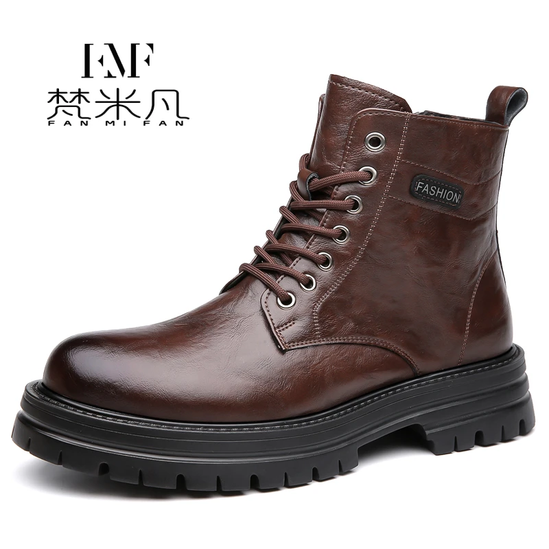 【高端定制】2024秋冬新款 轻奢品质 优质牛皮 加绒内里 马丁靴-T