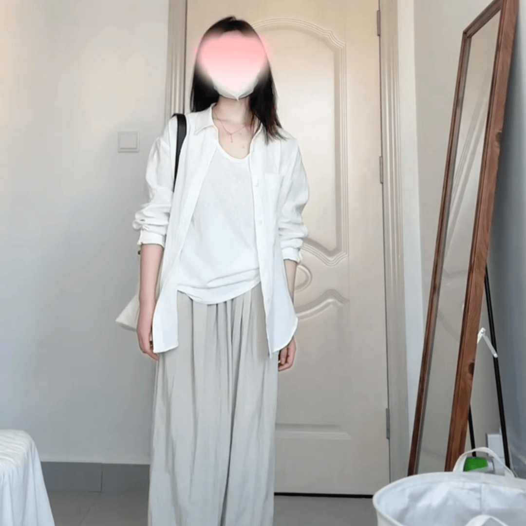 2024新款夏季休闲简约韩版衬衫搭配休闲裤阔腿裤子显瘦百搭气质