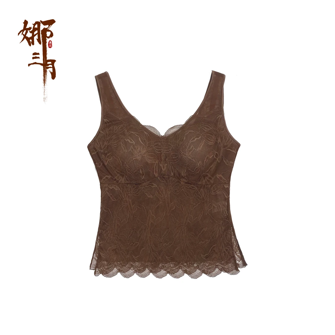 娜三月【高端定制】金枝玉叶玫瑰塑身高贵蕾丝女士背心5332美背CH
