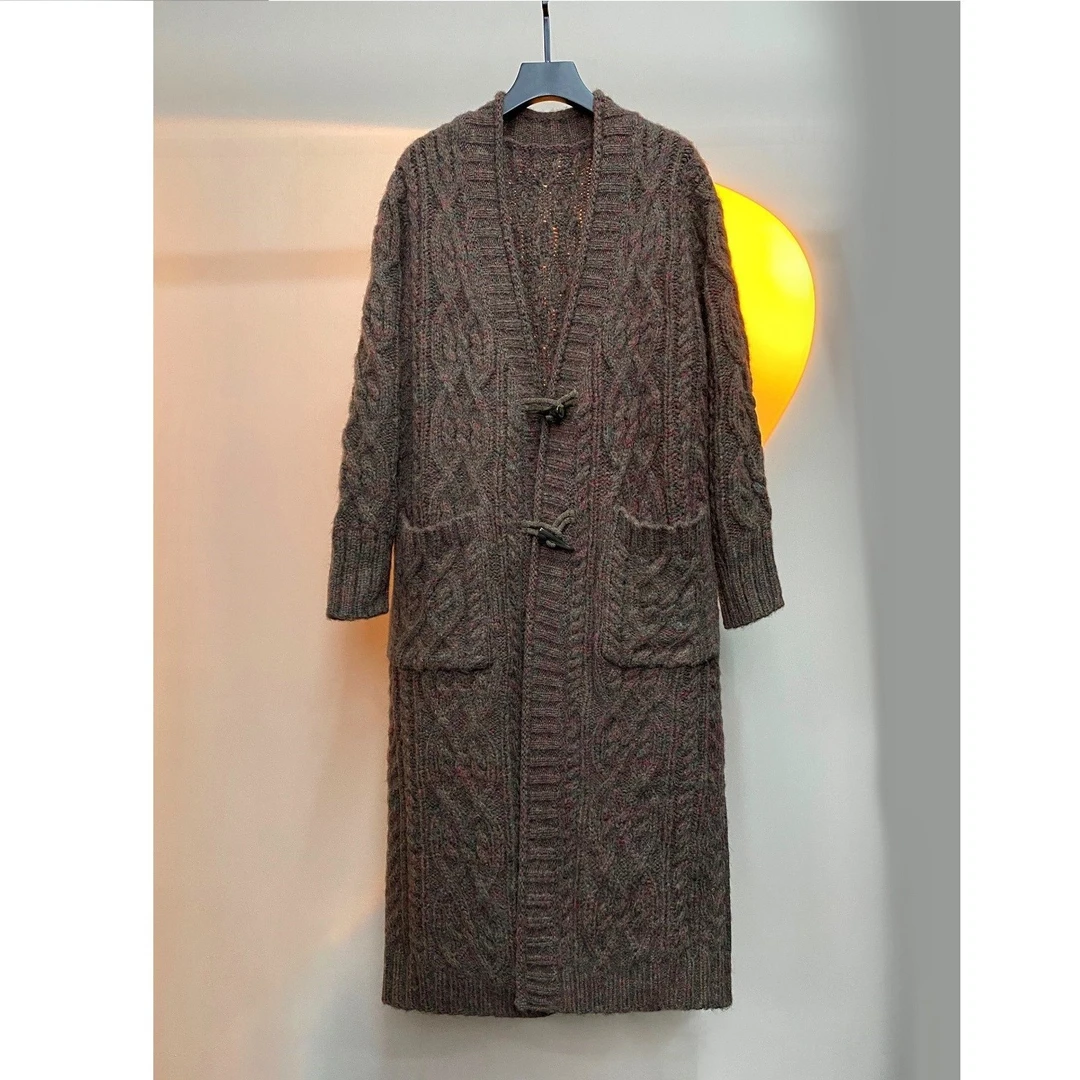 娜三月【大宝推荐】小青复古慵懒风粗麻花编织杂线外套9276时尚CH