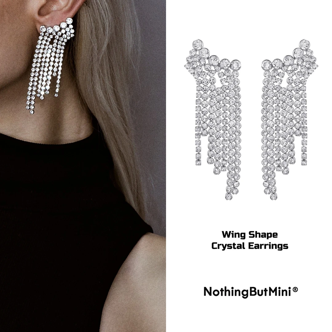 铜合金耳饰 NOTHINGBUTMINI 翅膀型流苏耳环小众设计感个性