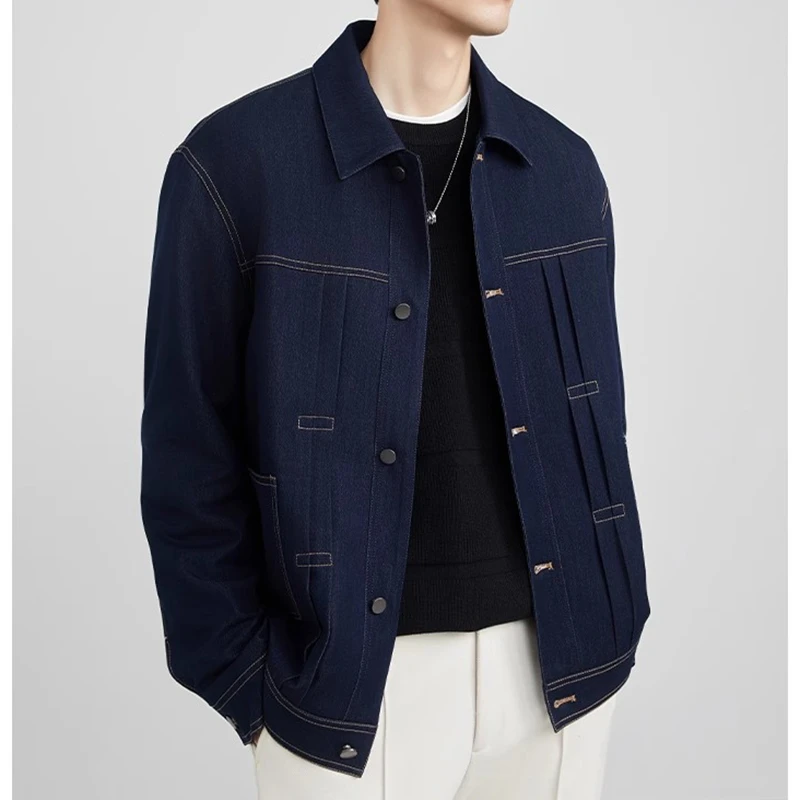 领也设计款阳离子牛仔夹克经典翻领外套25秋季新款宽松休闲外套