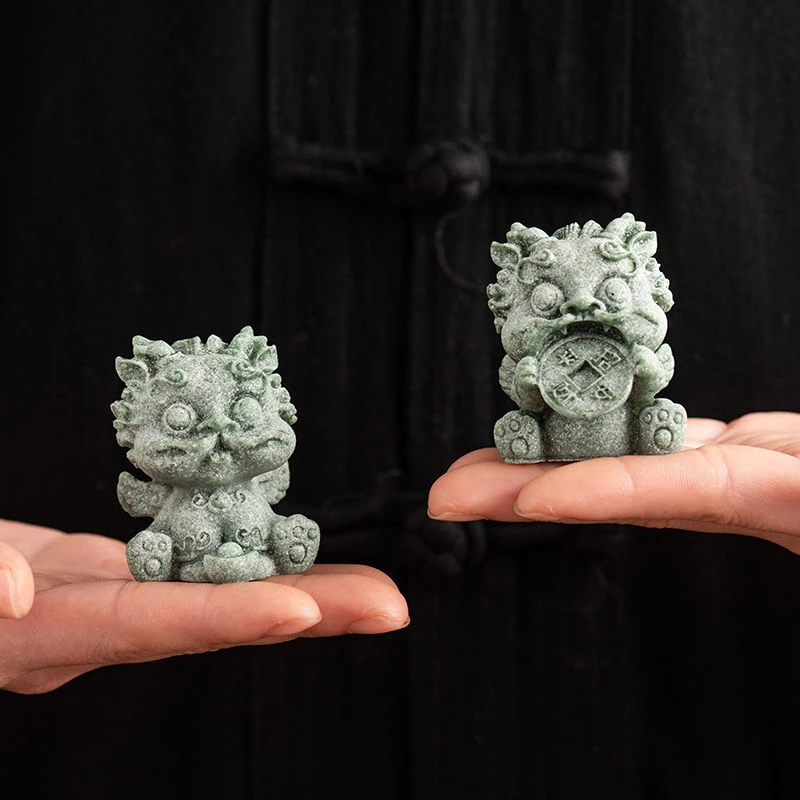 青砂石雕刻摆件创意中式茶道茶宠摆设摆台鱼缸造景书房办公桌装饰