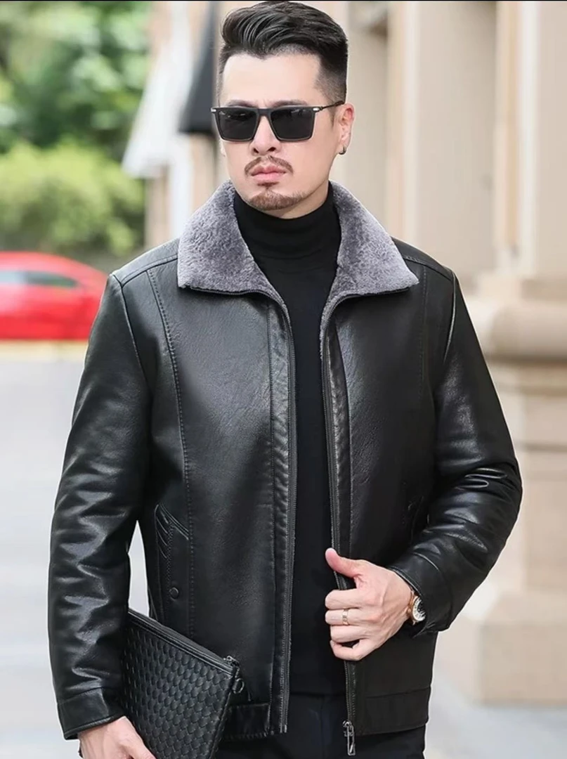 【Eaca】男士秋冬时尚经典大气加绒加厚款真皮上衣外套8808