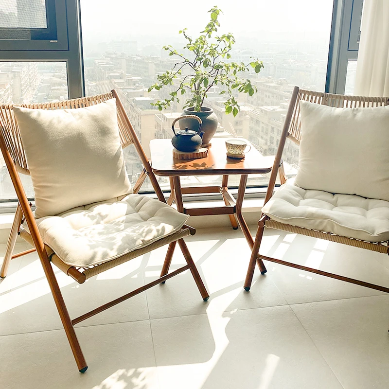野人谷阳台折叠小桌椅组合懒人休闲沙发椅家用庭院花园一桌二椅
