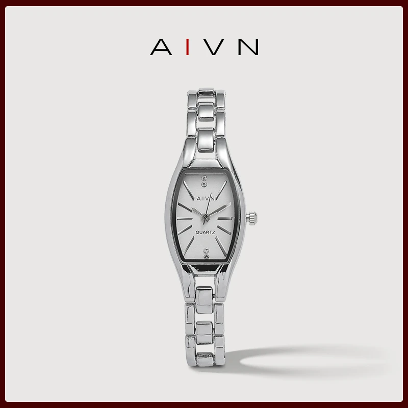 AIVN复古时尚轻奢气质优雅高级感女士女生女款酒桶形腕表AM-8369