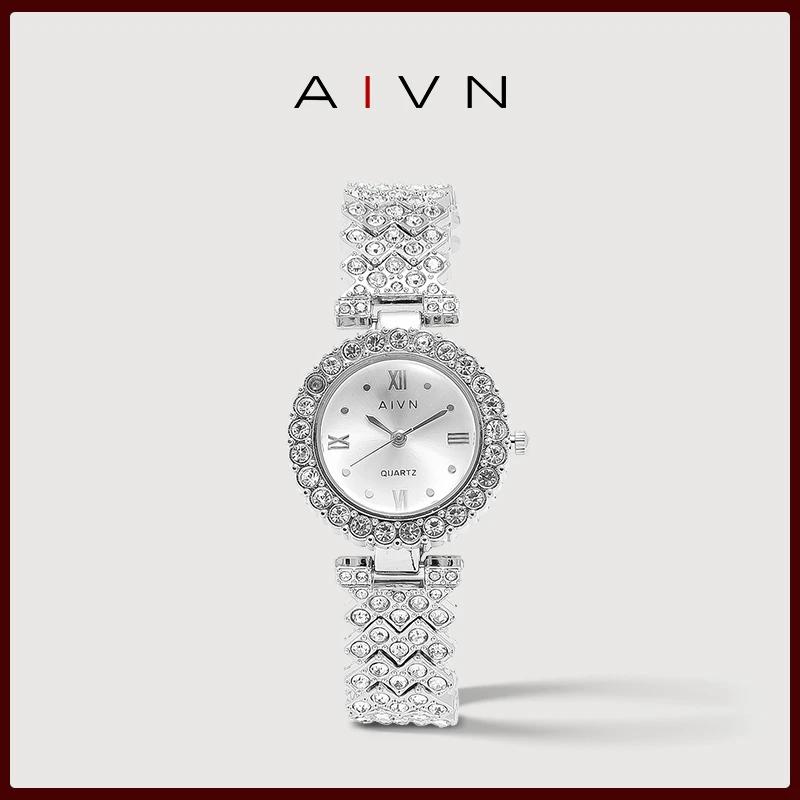 AIVN美人鱼气质百搭简约满钻满天星腕表AM-5050女生女款女朋友