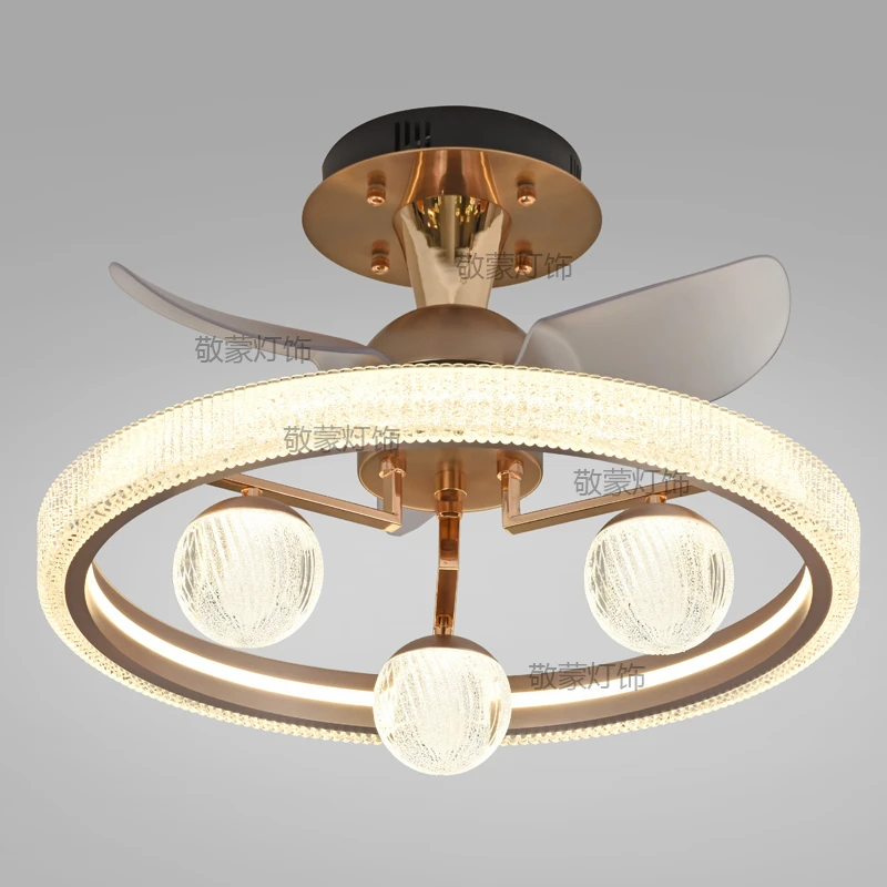 轻奢风扇灯餐厅客厅大气高端奢华吊扇灯家用网红个性设计变频吊扇
