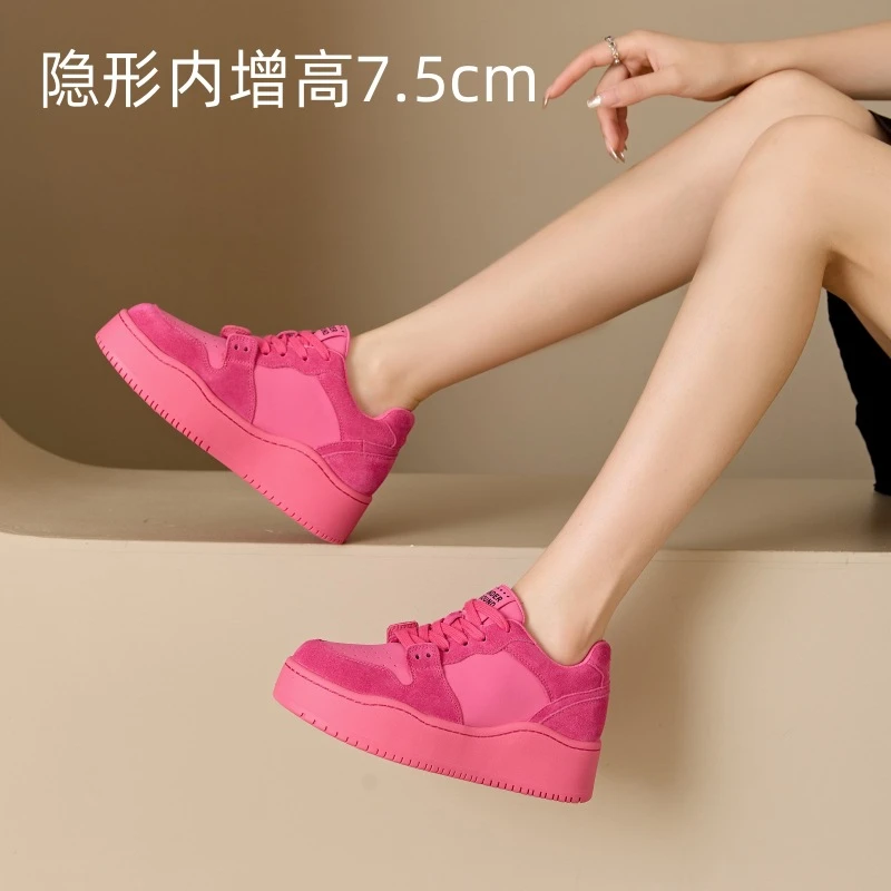 内增高板鞋女2024夏季新款女鞋厚底面包鞋时尚百搭超火休闲运动鞋