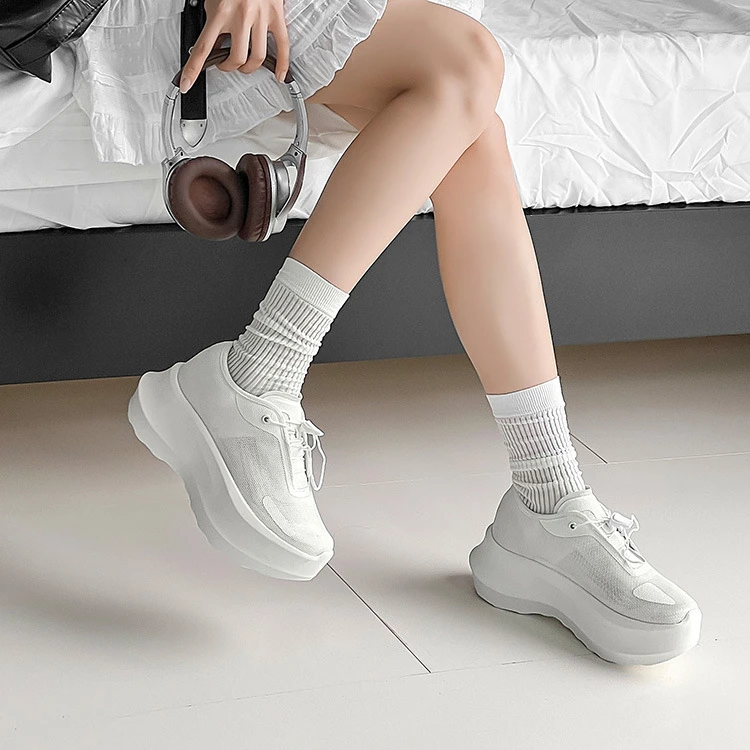 网红同款轻便老爹鞋女厚底夏季透气网面松糕鞋增高6cm运动休闲鞋
