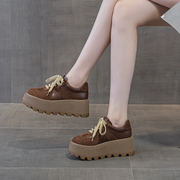 厚底增高德训鞋女2024秋季新款复古休闲时尚运动板鞋小个子女鞋潮