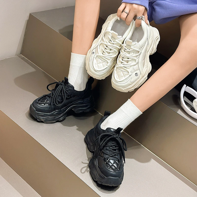 松糕厚底老爹鞋女秋冬加绒爆款欧货潮鞋女2024新款真皮运动休闲鞋