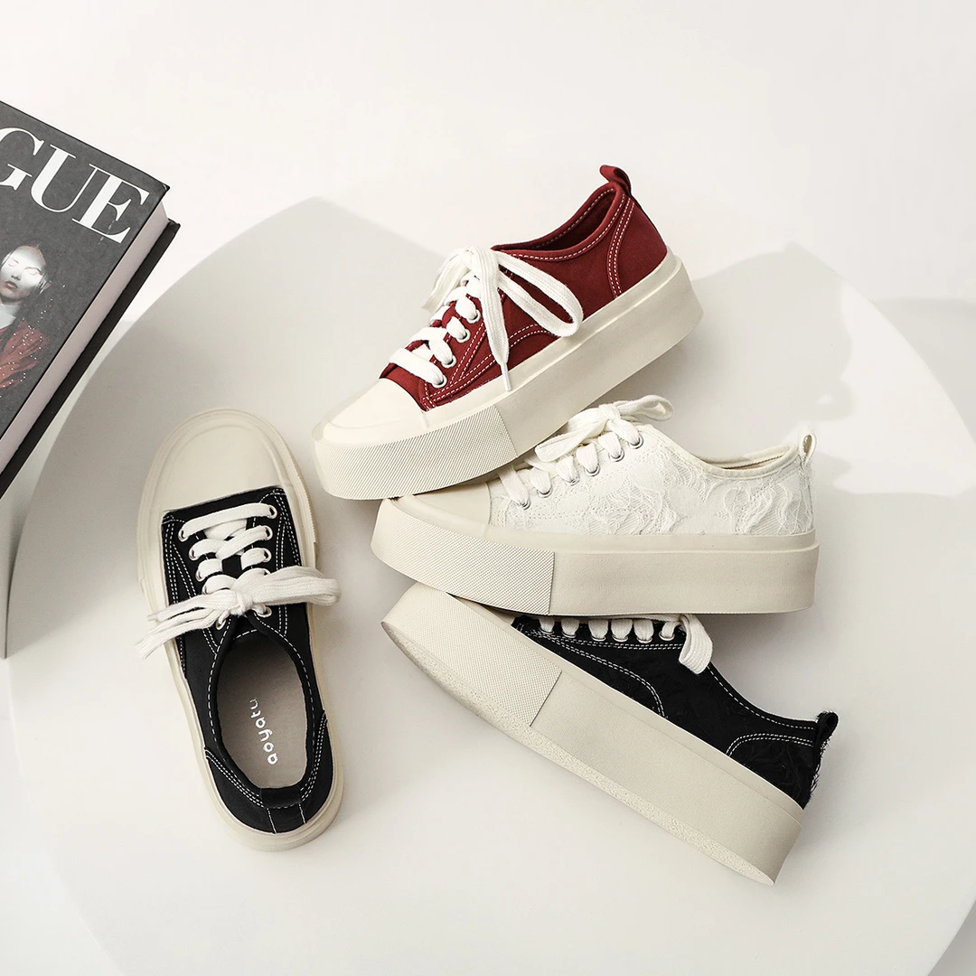 厚底帆布饼干鞋春季小白鞋女百搭2023年鞋子百搭学生板鞋休闲女鞋