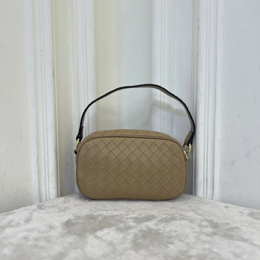 时尚单肩7585奶茶色编织包腋下包斜挎女包